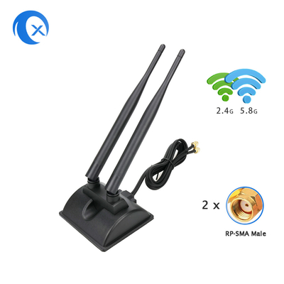Antenna WiFi de 6dBi con conector masculino RP-SMA 2.4GHz 5GHz Base magnética de banda doble para routers inalámbricos WiFi PCI-E