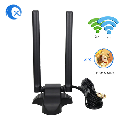 Dual Band 2.4GHz 5GHz RP-SMA Antenas WiFi con cable de extensión de 6,5 pies para PC Desktop Computador Bluetooth inalámbrico