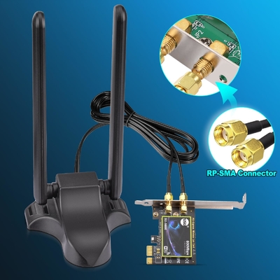 WiFi 6E Antena Tribanda 2.4GHz 5GHz 6GHz Base magnética WiFi Antena RP-SMA Conector para PC Router inalámbrico de escritorio