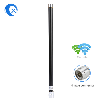 2.4GHz 5.8GHz Banda doble 7dBi Alta ganancia Omnidireccional Estación base exterior / interior Antena de fibra de vidrio