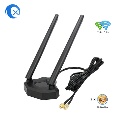 2.4 / 5.8g antena dual del suplemento de WiFi del montaje magnético de la banda 5dBi para la tarjeta del PCI de la PC