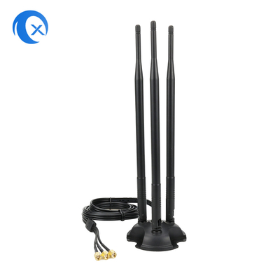2.4G/5G Triple 7dBi Antenna WiFi Bluetooth Extensor inalámbrico Antenna de montaje magnético con conector masculino RP-SMA